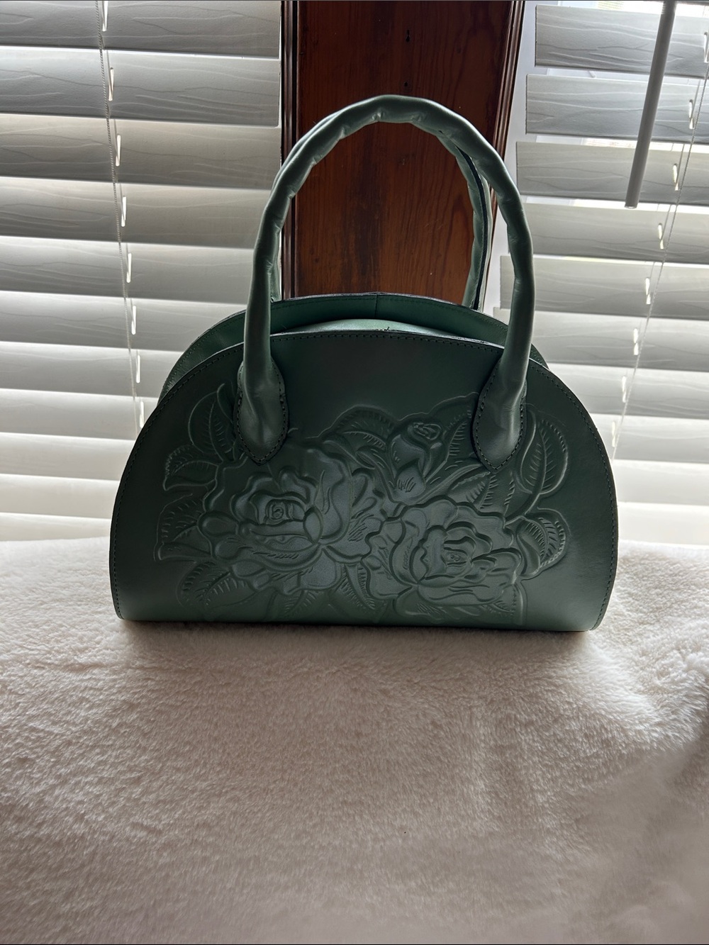 Patricia Nash Elegant Floral Embossed Top-Handle Bag in Green